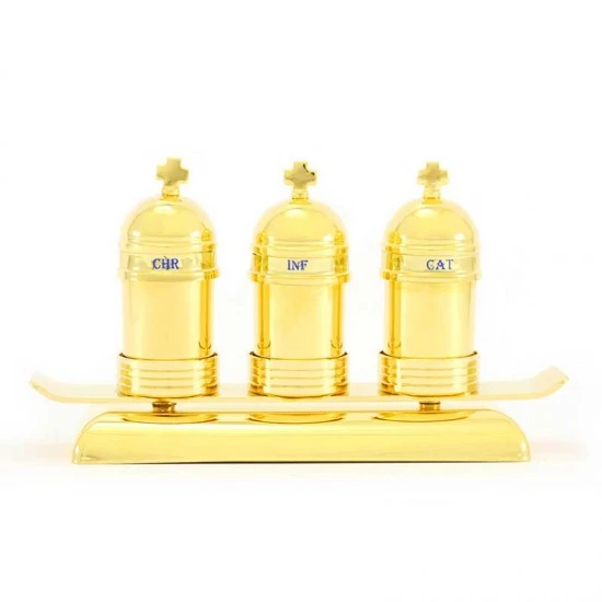 Astuccio Con 3 Vasetti E Vassoio In Ottone Dorato 1 Astuccio Con 3 Vasetti E Vassoio In Ottone Dorato