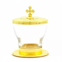 Vasetto In Vetro E Metallo Dorato Olio Infermi 9,5 Cm