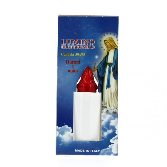 Candela Elettronica Led Rosso Durata 1 Anno 3x9,5 Cm 2 Candela Elettronica Led Rosso Durata 1 Anno 3x9,5 Cm - immagine 2
