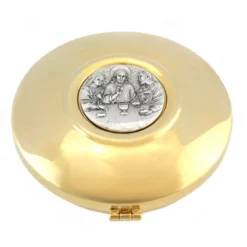 Teca Per Ostie Ultima Cena In Ottone 3,5 Cm Diametro 12 Cm