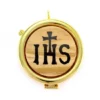 Teca Eucaristica In Ulivo Con IHS Diametro 6 Cm