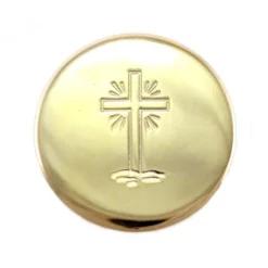 Teca Porta Ostie Dorata Croce Incisa Diametro 5,5 Cm