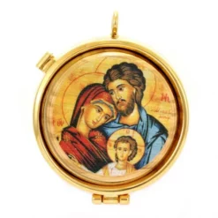 Teca Porta Ostie In Ulivo Sacra Famiglia Diametro 5,5 Cm