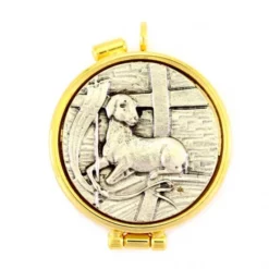 Teca Eucaristica Agnello E Croce Diametro 4 Cm