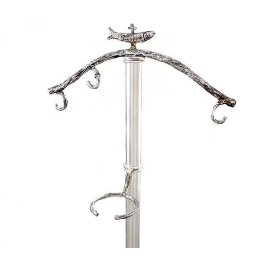 Porta Turibolo In Ottone Argentato 120 Cm 2 Porta Turibolo In Ottone Argentato 120 Cm - immagine 2