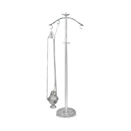 Porta Turibolo In Ottone Argentato 120 Cm 5 Porta Turibolo In Ottone Argentato 120 Cm - immagine 5