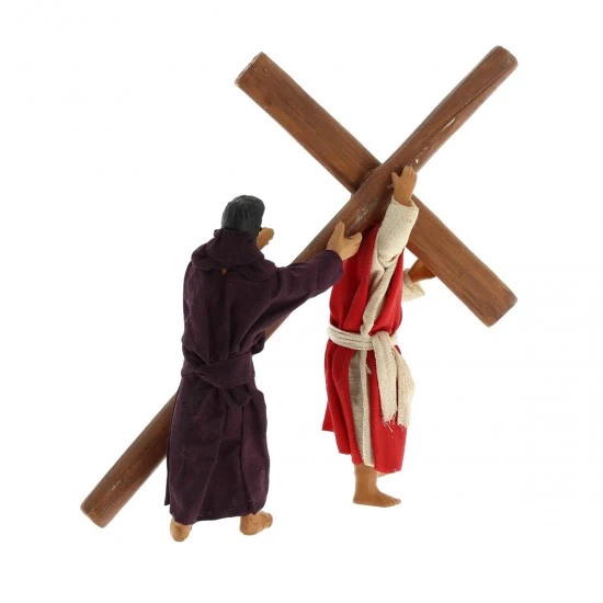 Scena Gesù Che Porta La Croce In Terracotta Vestita 13 Cm 4 Scena Gesù Che Porta La Croce In Terracotta Vestita 13 Cm - immagine 4