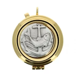 Teca Eucaristica Ancora E Pesce Diametro 5 Cm