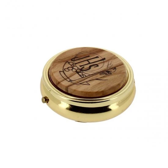 Teca Porta Ostie Placca Olivo Candela Diametro 5 Cm 3 Teca Porta Ostie Placca Olivo Candela Diametro 5 Cm - immagine 3