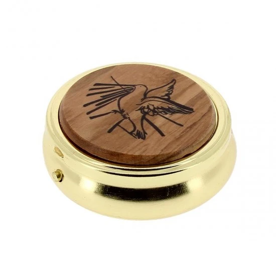 Teca Porta Ostie Placca Olivo Colomba Diametro 5,5 Cm 3 Teca Porta Ostie Placca Olivo Colomba Diametro 5,5 Cm - immagine 3